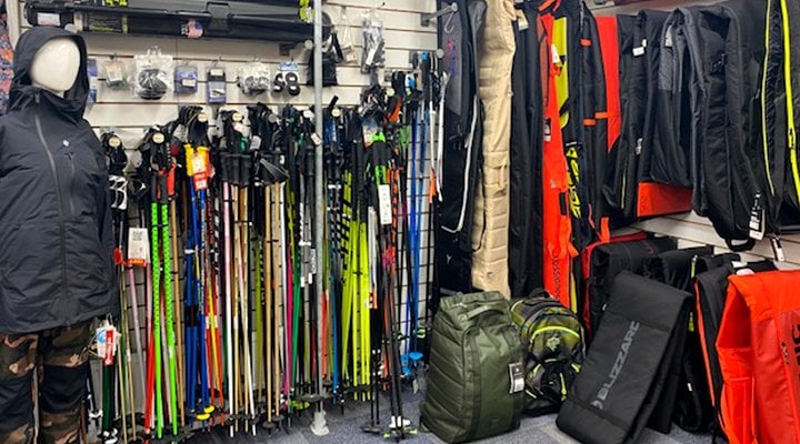 Ski pole collection inside Ski Bartlett