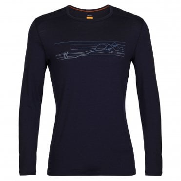 Icebreaker 200 Oasis Long Sleeve Crewe - Ski Stripes/Midnight Navy