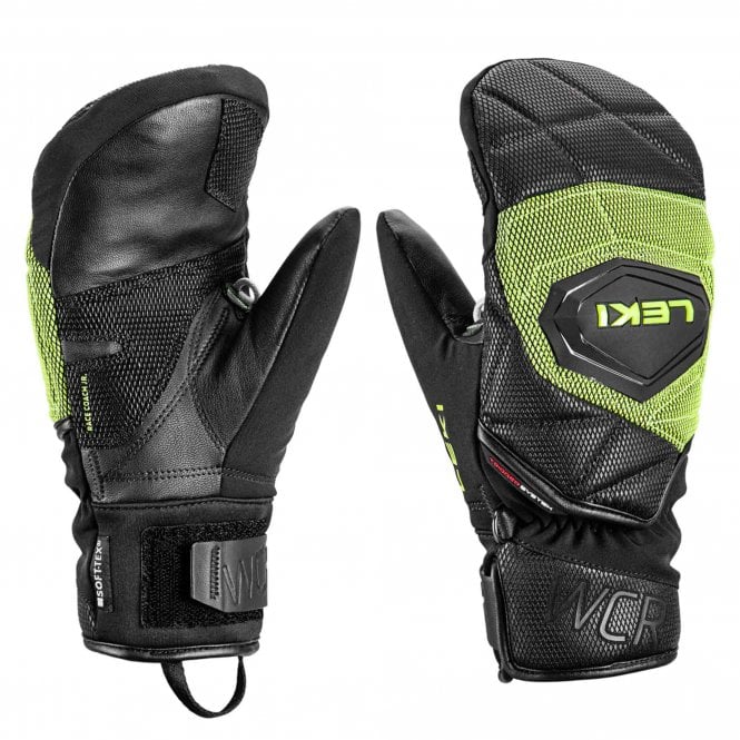 Leki  World Cup Race Coach 3D Junior Mittens - Black/Ice Lemon