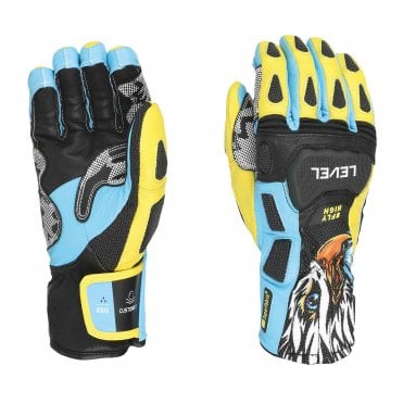 Level SQ CF Race Gloves - Yellow/Blue Eagle