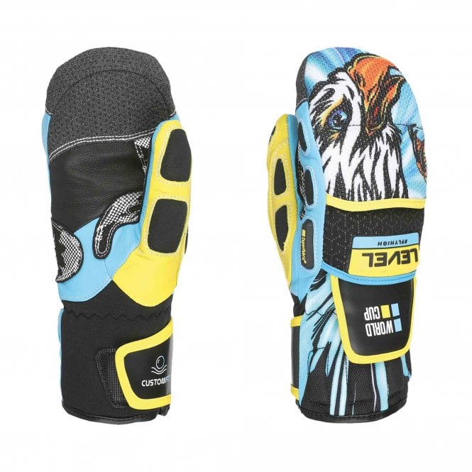 Level  Worldcup CF Junior Race Mittens - Yellow/Blue Eagle