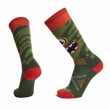Le Bent Monster Party Light Cushion Snow Junior Ski Socks - Kombu Green